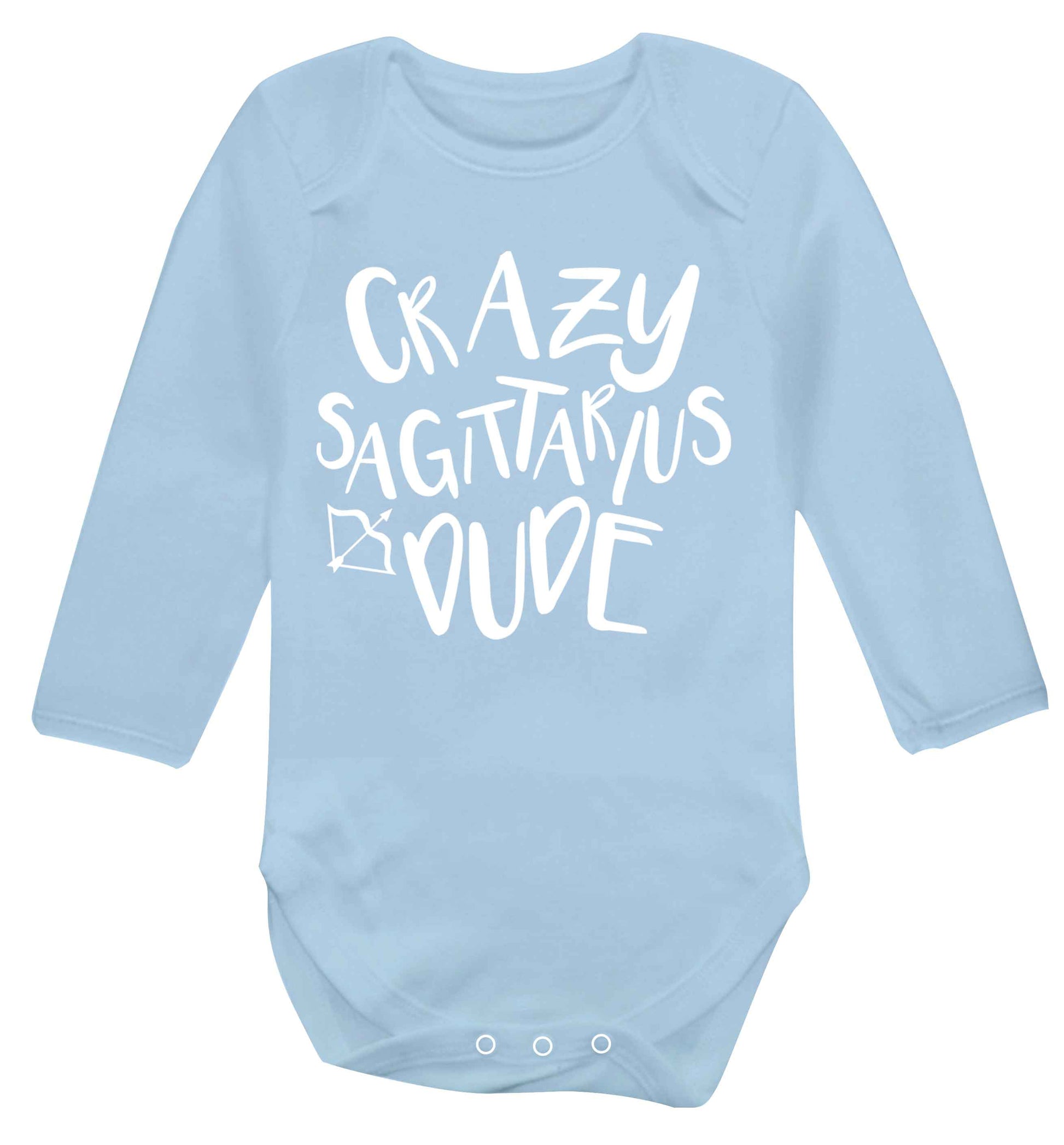 Crazy sagittarius dude Baby Vest long sleeved pale blue 6-12 months