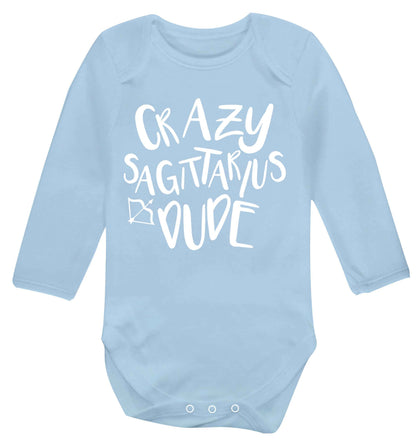 Crazy sagittarius dude Baby Vest long sleeved pale blue 6-12 months