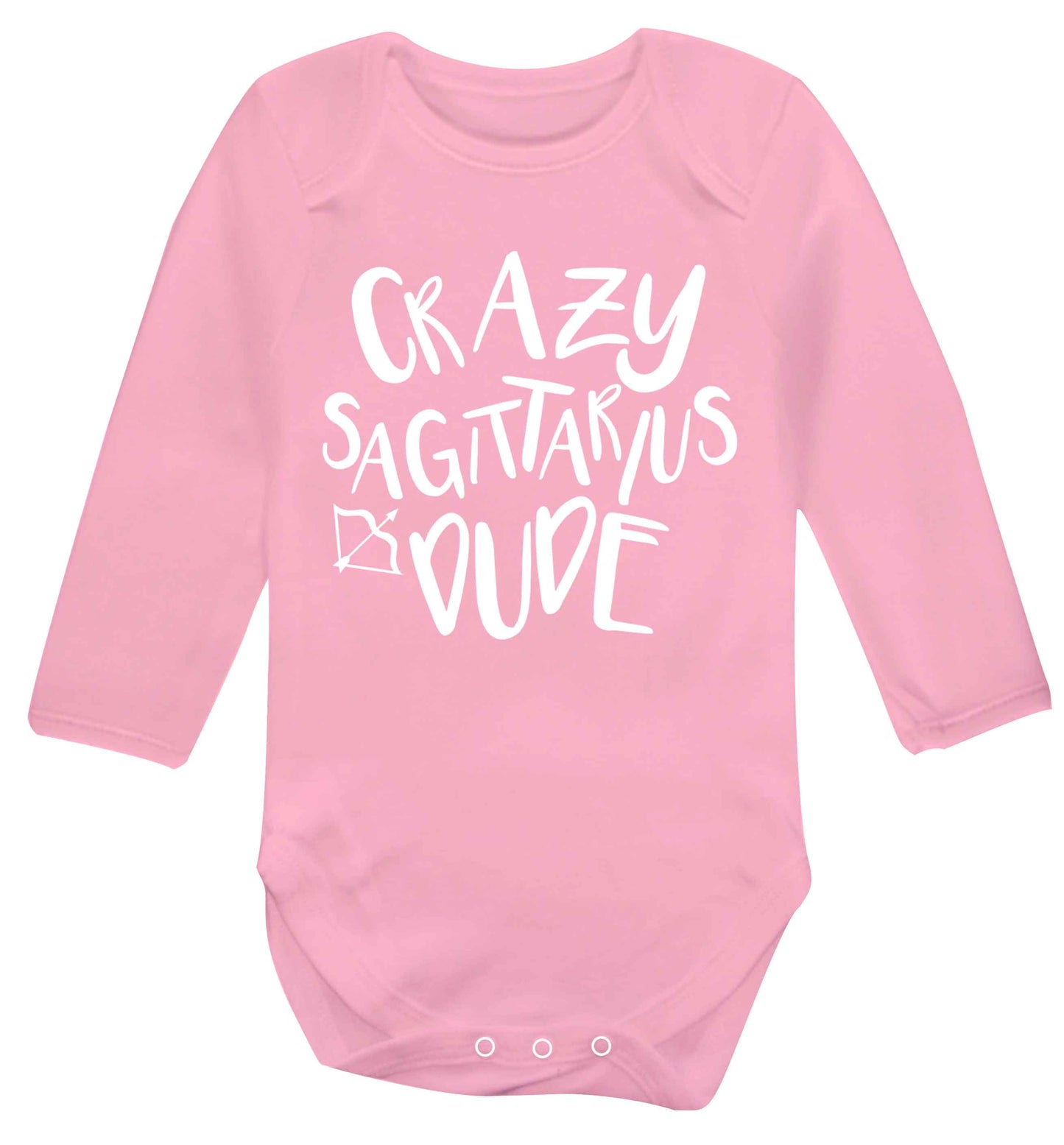 Crazy sagittarius dude Baby Vest long sleeved pale pink 6-12 months
