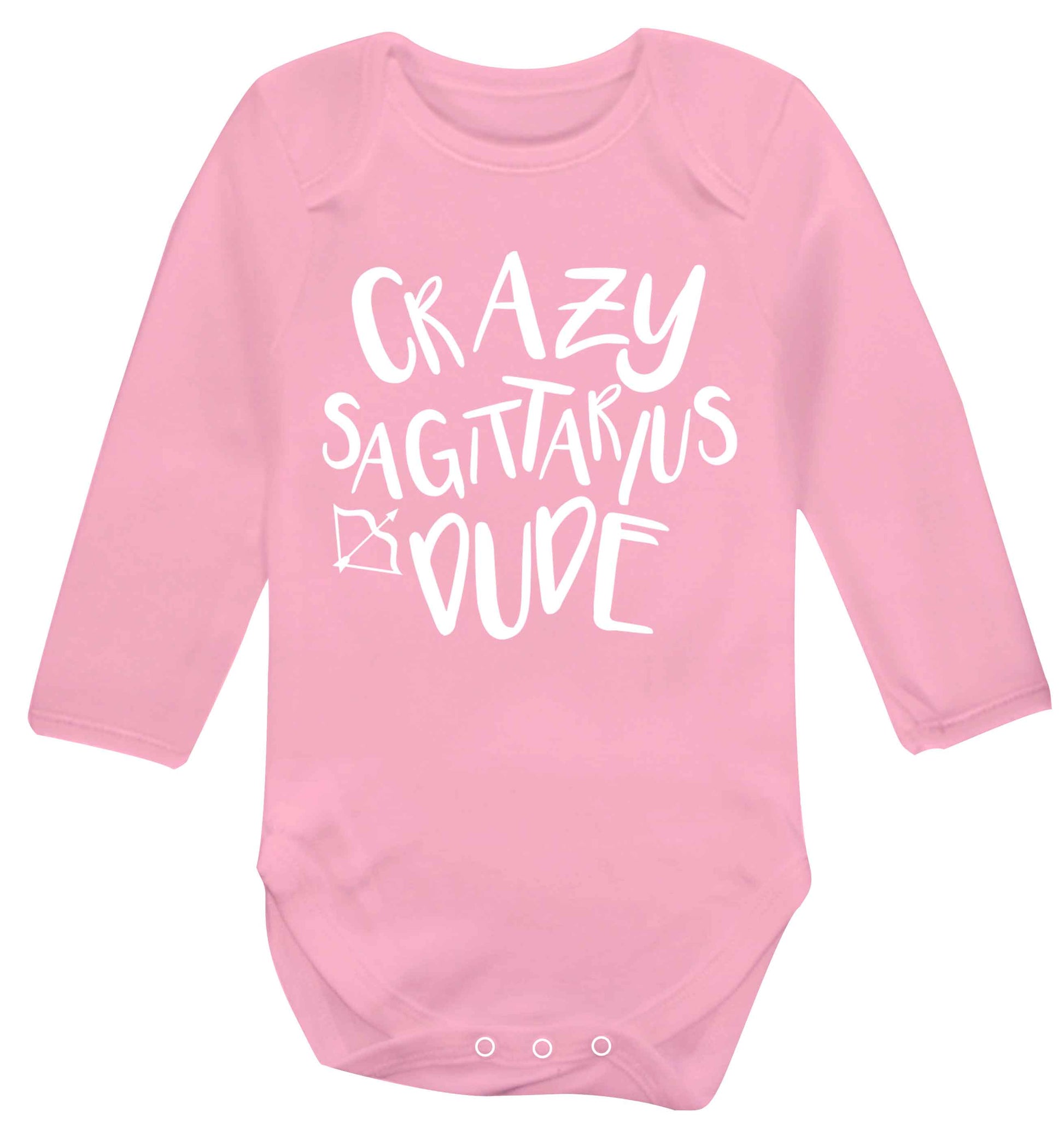 Crazy sagittarius dude Baby Vest long sleeved pale pink 6-12 months