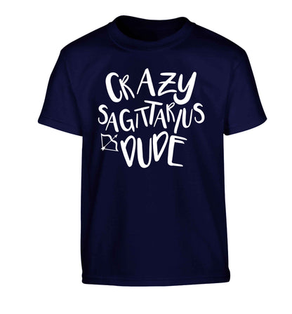 Crazy sagittarius dude Children's navy Tshirt 12-13 Years