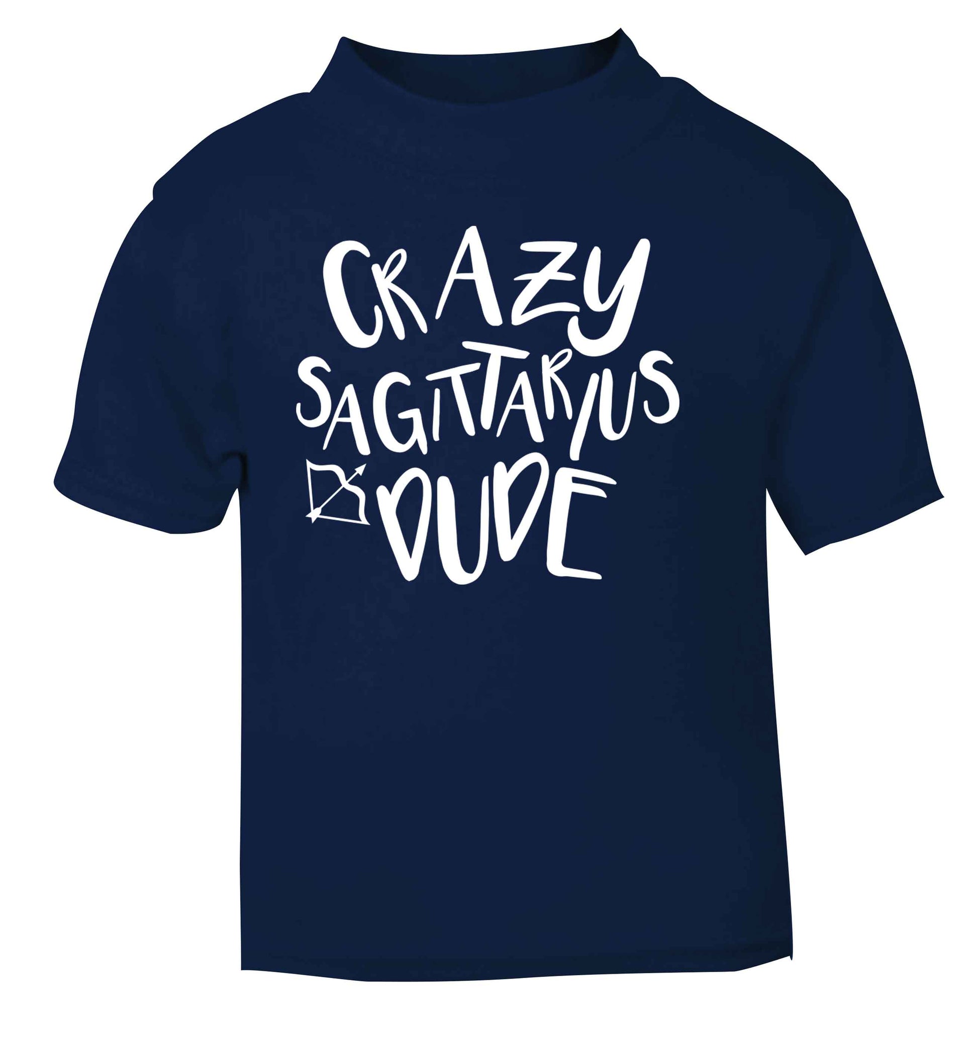 Crazy sagittarius dude navy Baby Toddler Tshirt 2 Years