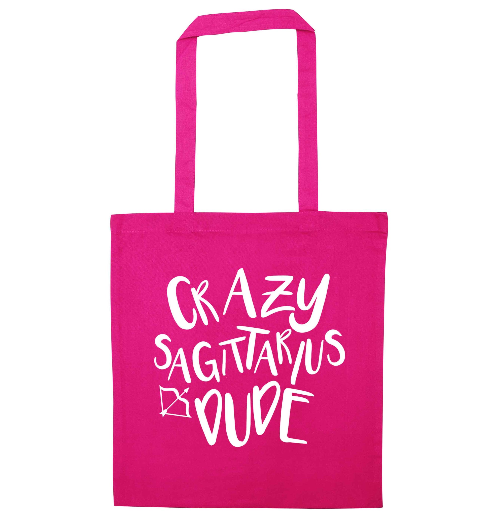Crazy sagittarius dude pink tote bag