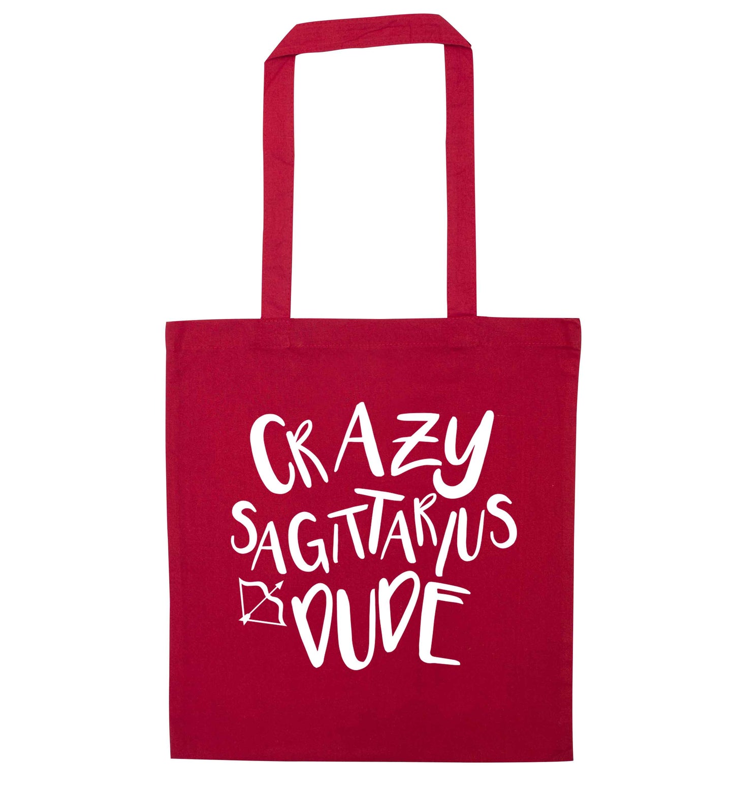 Crazy sagittarius dude red tote bag
