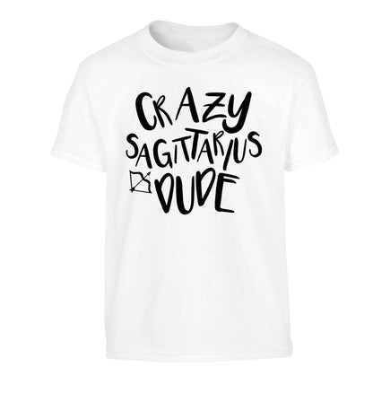 Crazy sagittarius dude Children's white Tshirt 12-13 Years