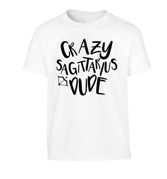 Crazy sagittarius dude Children's white Tshirt 12-13 Years