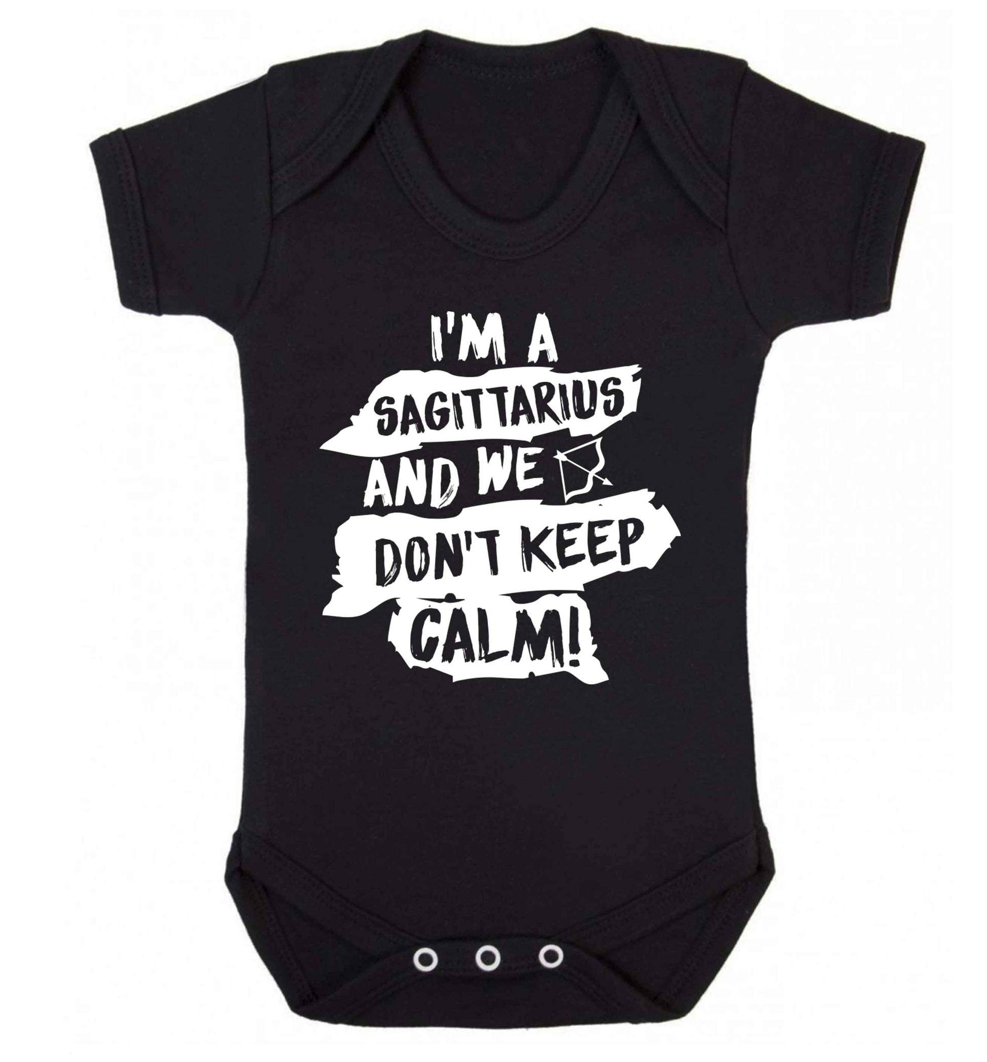 I'm a sagittarius and we don't keep calm Baby Vest black 18-24 months