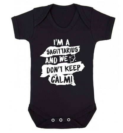 I'm a sagittarius and we don't keep calm Baby Vest black 18-24 months