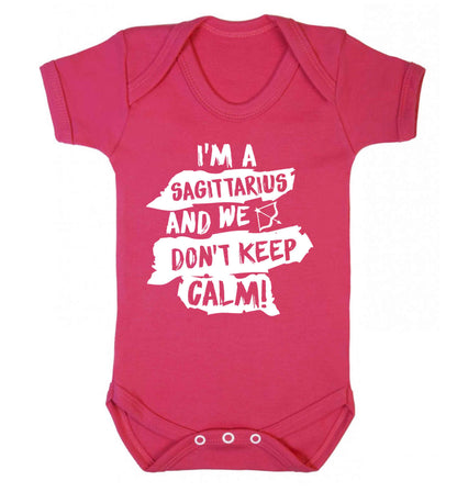 I'm a sagittarius and we don't keep calm Baby Vest dark pink 18-24 months