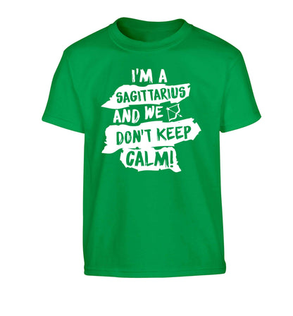 I'm a sagittarius and we don't keep calm Children's green Tshirt 12-13 Years
