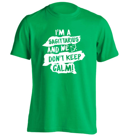 I'm a sagittarius and we don't keep calm adults unisex green Tshirt 2XL