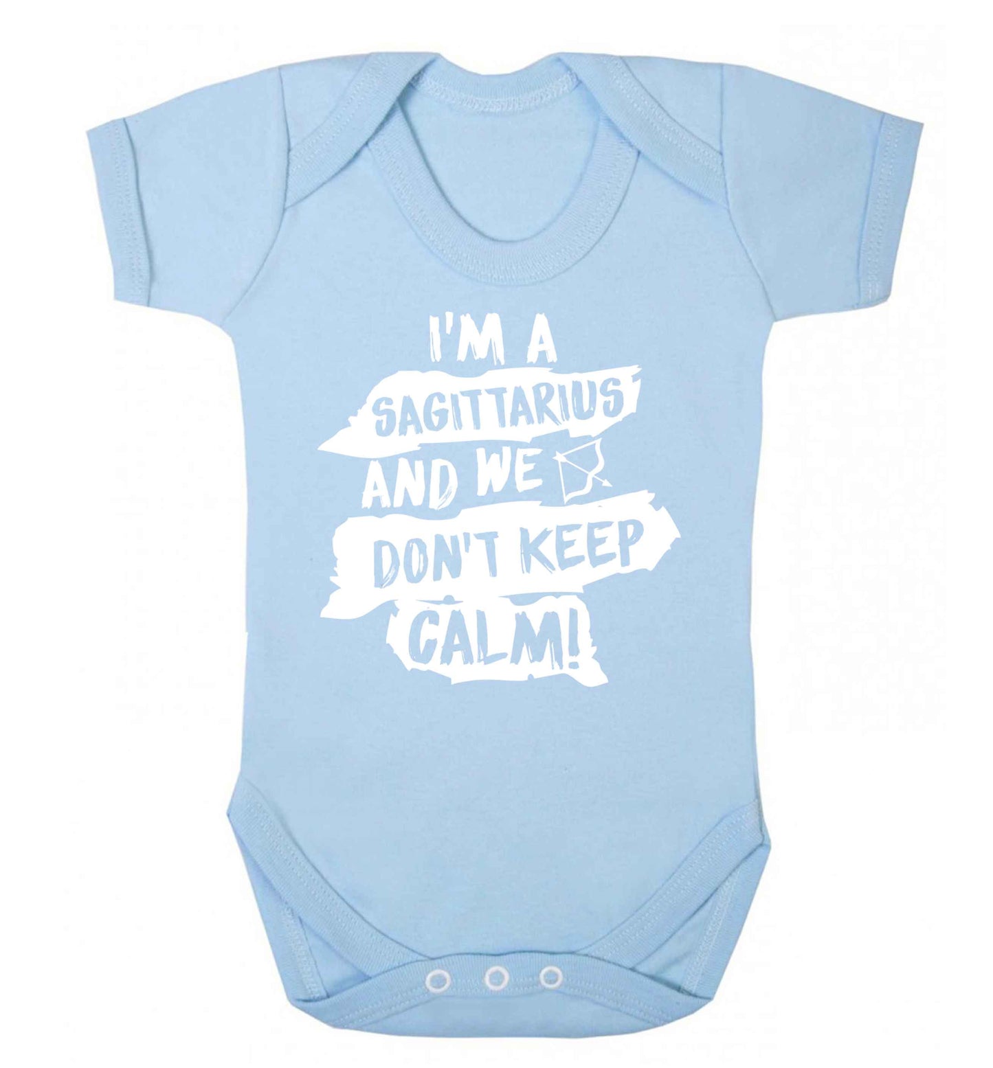I'm a sagittarius and we don't keep calm Baby Vest pale blue 18-24 months