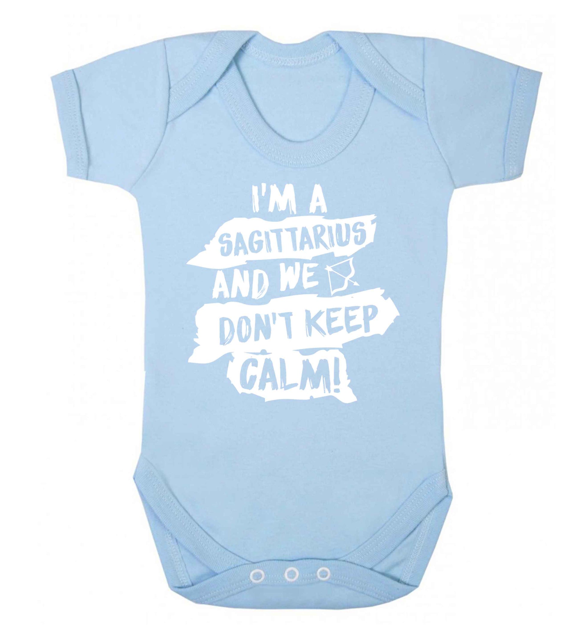 I'm a sagittarius and we don't keep calm Baby Vest pale blue 18-24 months