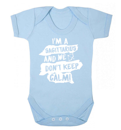 I'm a sagittarius and we don't keep calm Baby Vest pale blue 18-24 months
