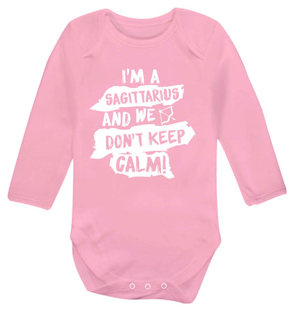 I'm a sagittarius and we don't keep calm Baby Vest long sleeved pale pink 6-12 months