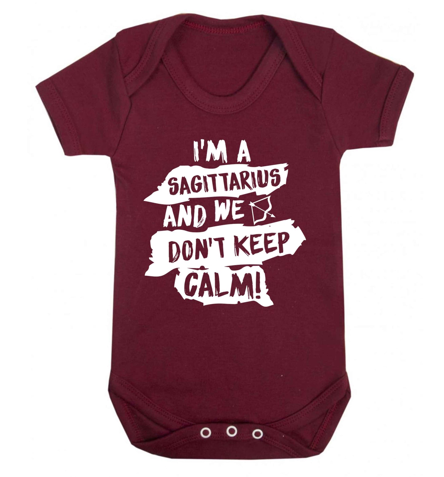 I'm a sagittarius and we don't keep calm Baby Vest maroon 18-24 months