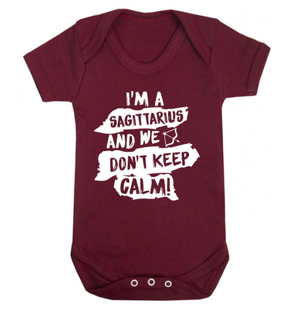 I'm a sagittarius and we don't keep calm Baby Vest maroon 18-24 months