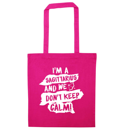 I'm a sagittarius and we don't keep calm pink tote bag