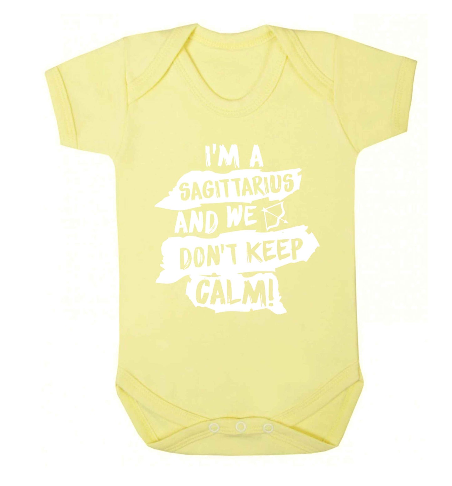 I'm a sagittarius and we don't keep calm Baby Vest pale yellow 18-24 months