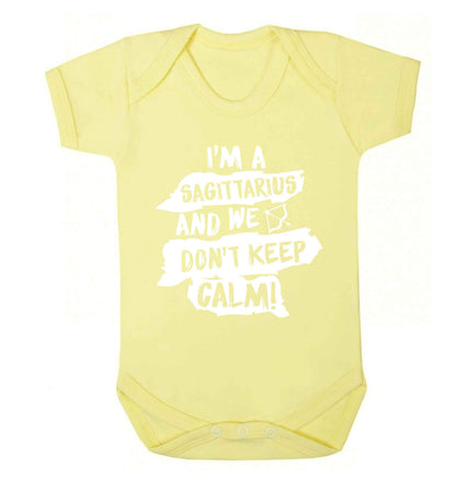 I'm a sagittarius and we don't keep calm Baby Vest pale yellow 18-24 months