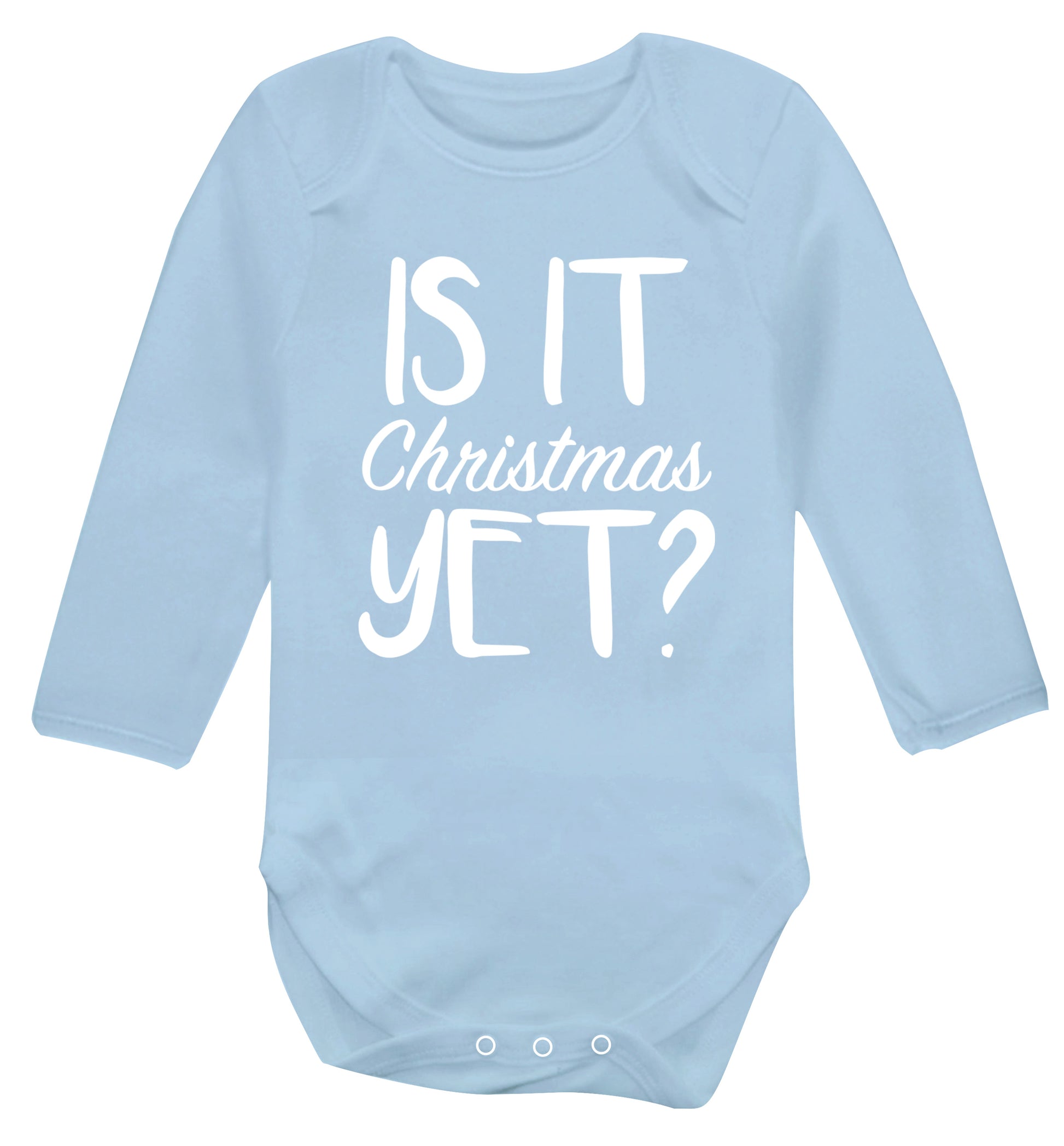 Is it Christmas yet? Baby Vest long sleeved pale blue 6-12 months
