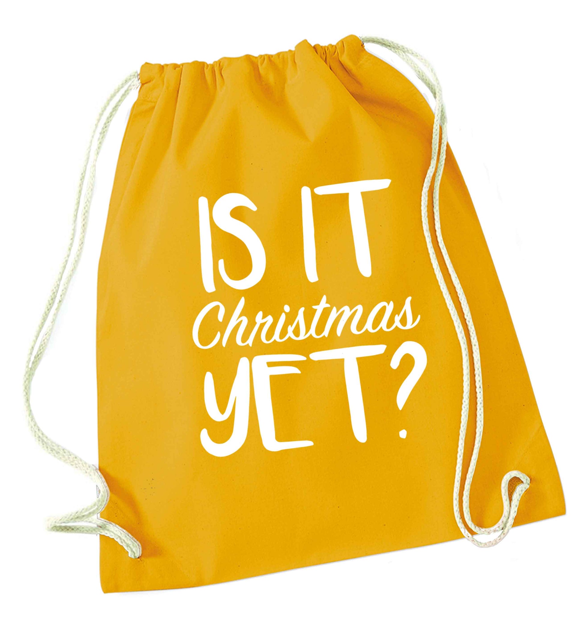 Is it Christmas yet? mustard drawstring bag