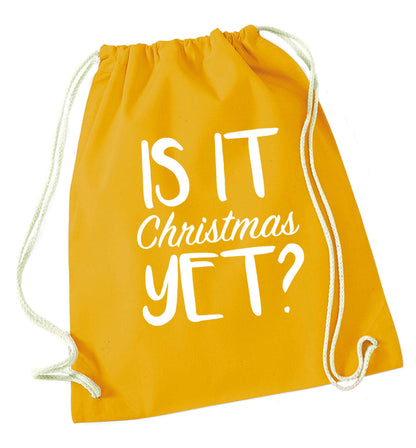 Is it Christmas yet? mustard drawstring bag