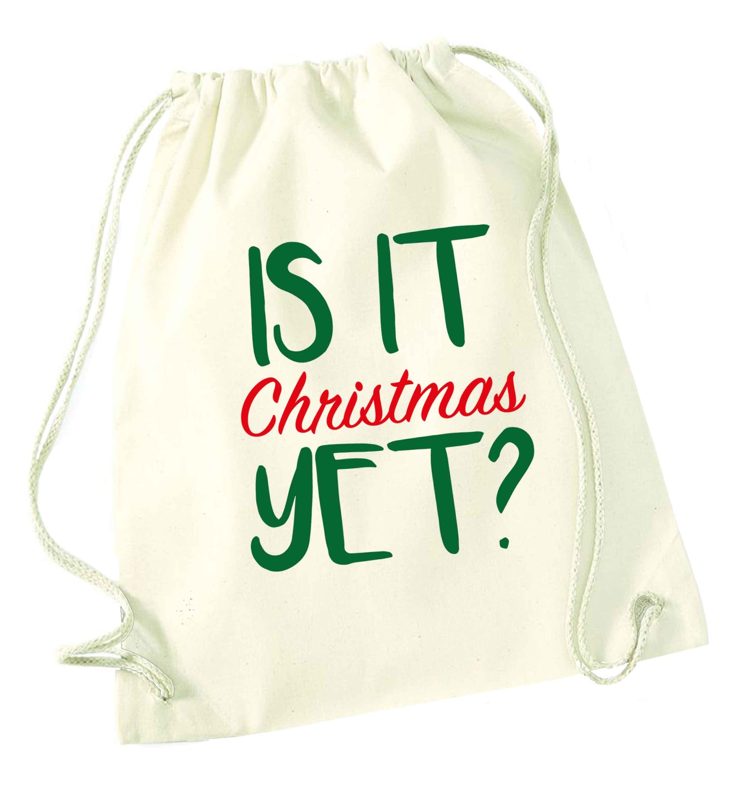 Is it Christmas yet? natural drawstring bag