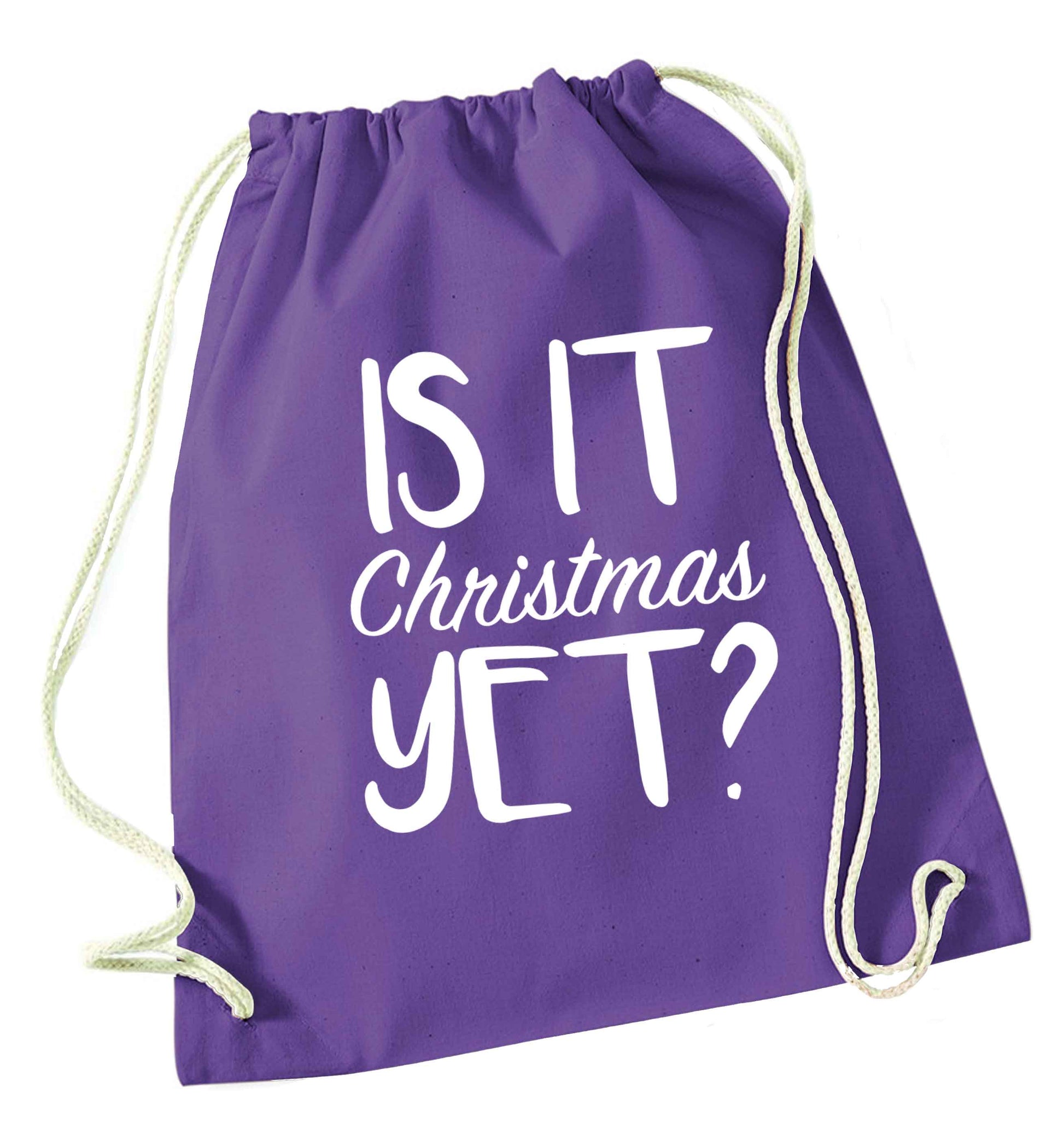 Is it Christmas yet? purple drawstring bag