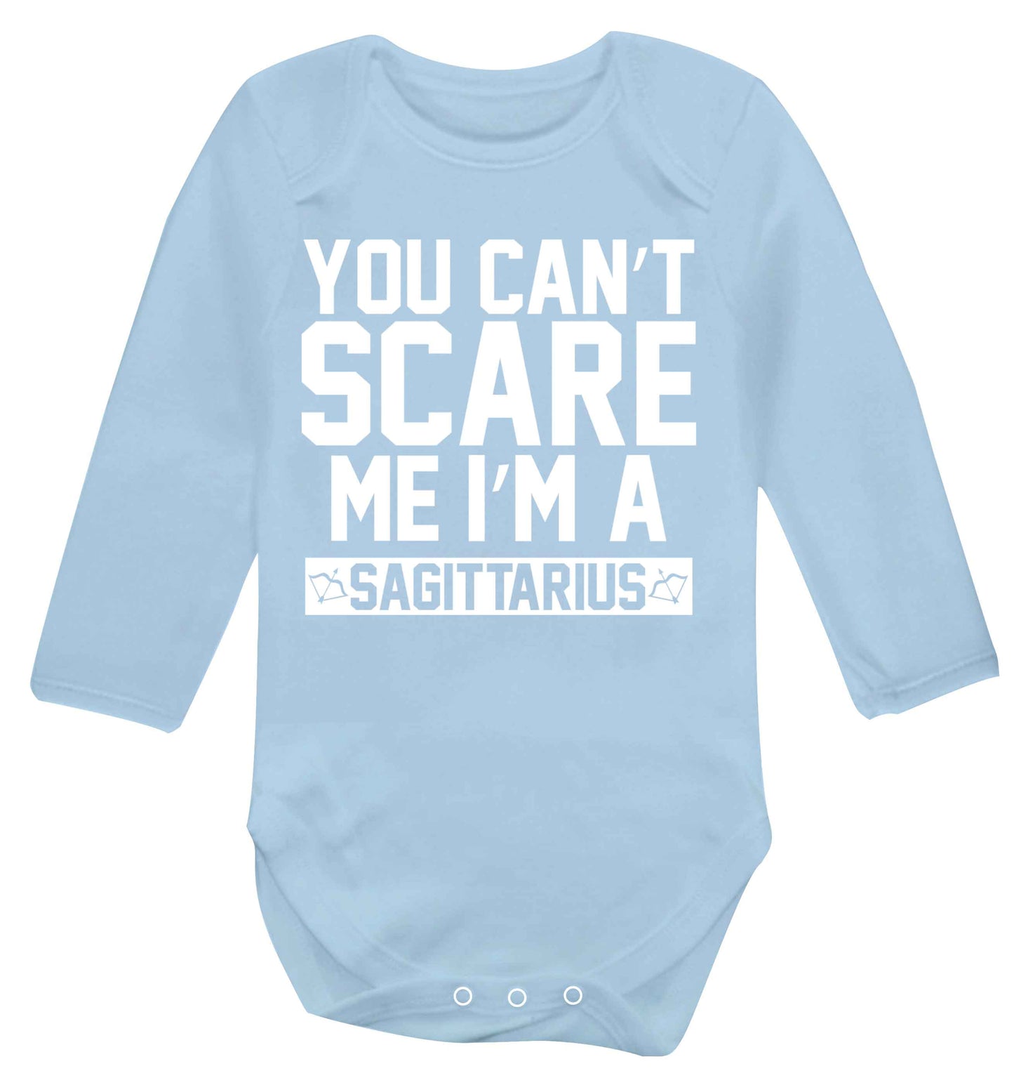 You can't scare me I'm a sagittarius Baby Vest long sleeved pale blue 6-12 months