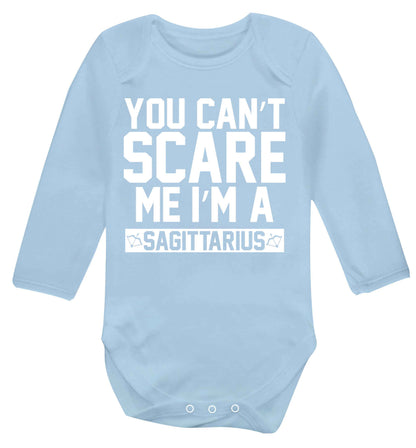 You can't scare me I'm a sagittarius Baby Vest long sleeved pale blue 6-12 months