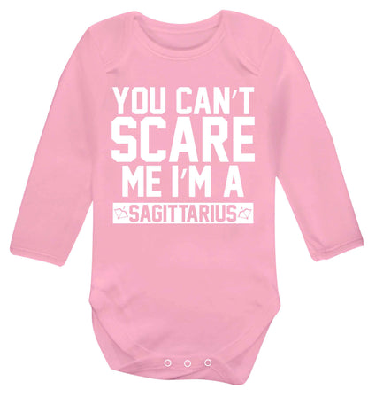 You can't scare me I'm a sagittarius Baby Vest long sleeved pale pink 6-12 months