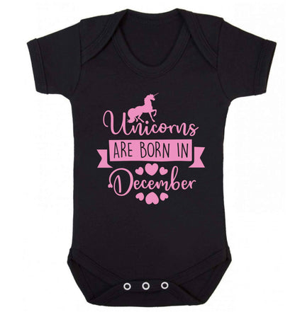 Unicorns are born in December Baby Vest black 18-24 months