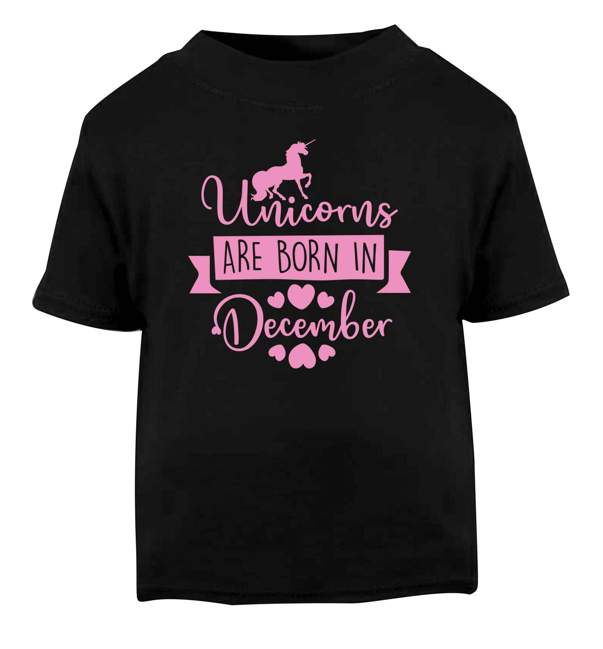 Unicorns are born in December Black Baby Toddler Tshirt 2 years