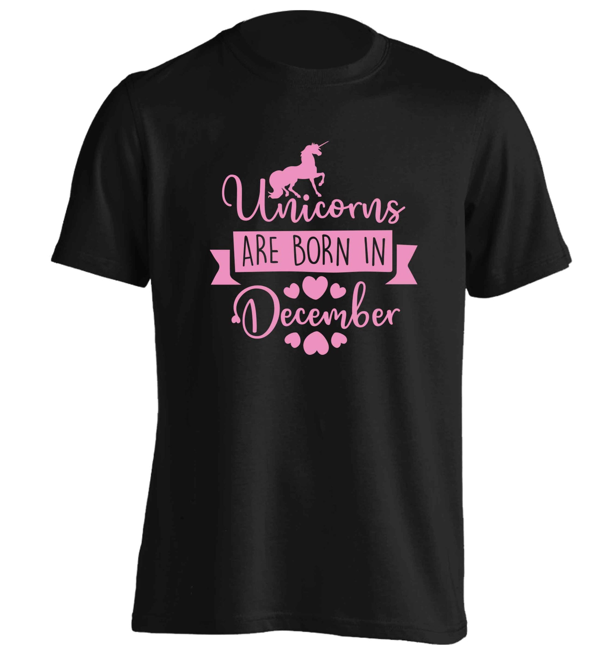 Unicorns are born in December adults unisex black Tshirt 2XL