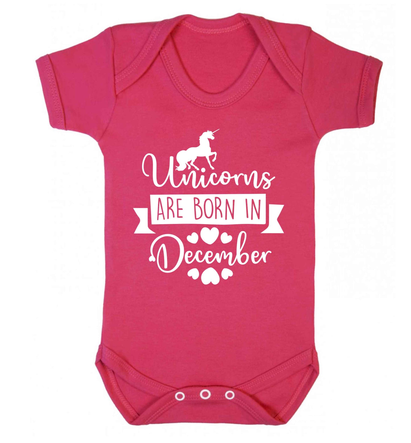 Unicorns are born in December Baby Vest dark pink 18-24 months