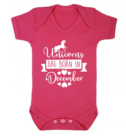 Unicorns are born in December Baby Vest dark pink 18-24 months