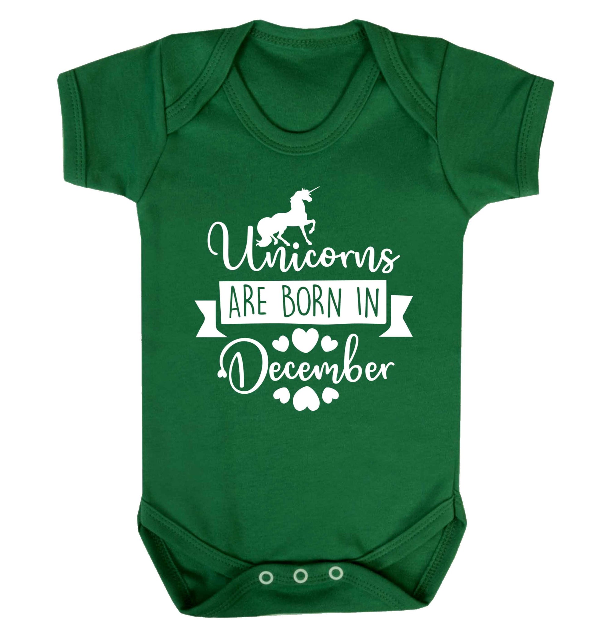 Unicorns are born in December Baby Vest green 18-24 months