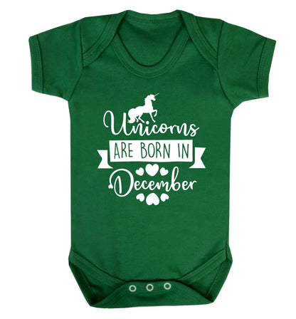 Unicorns are born in December Baby Vest green 18-24 months