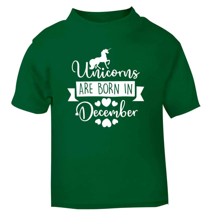 Unicorns are born in December green Baby Toddler Tshirt 2 Years