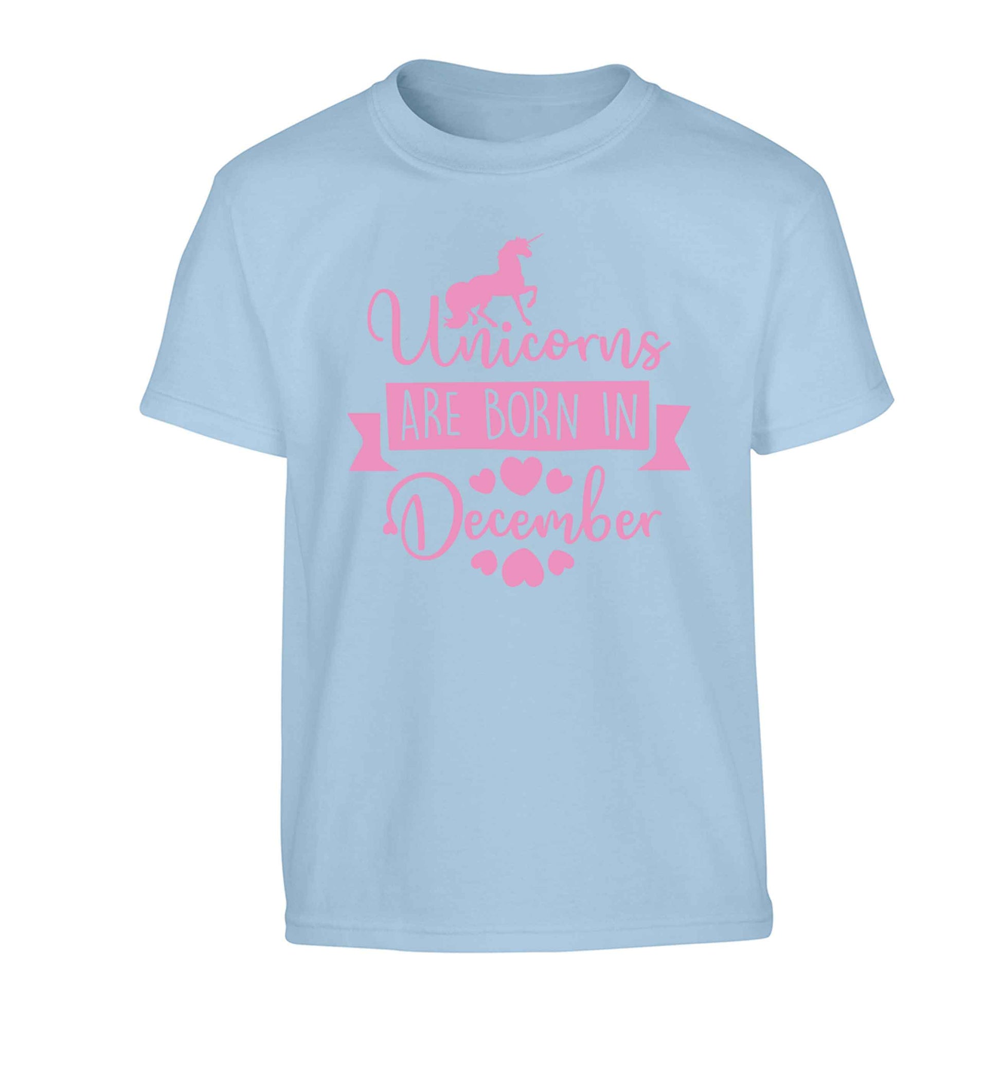 Unicorns are born in December Children's light blue Tshirt 12-13 Years