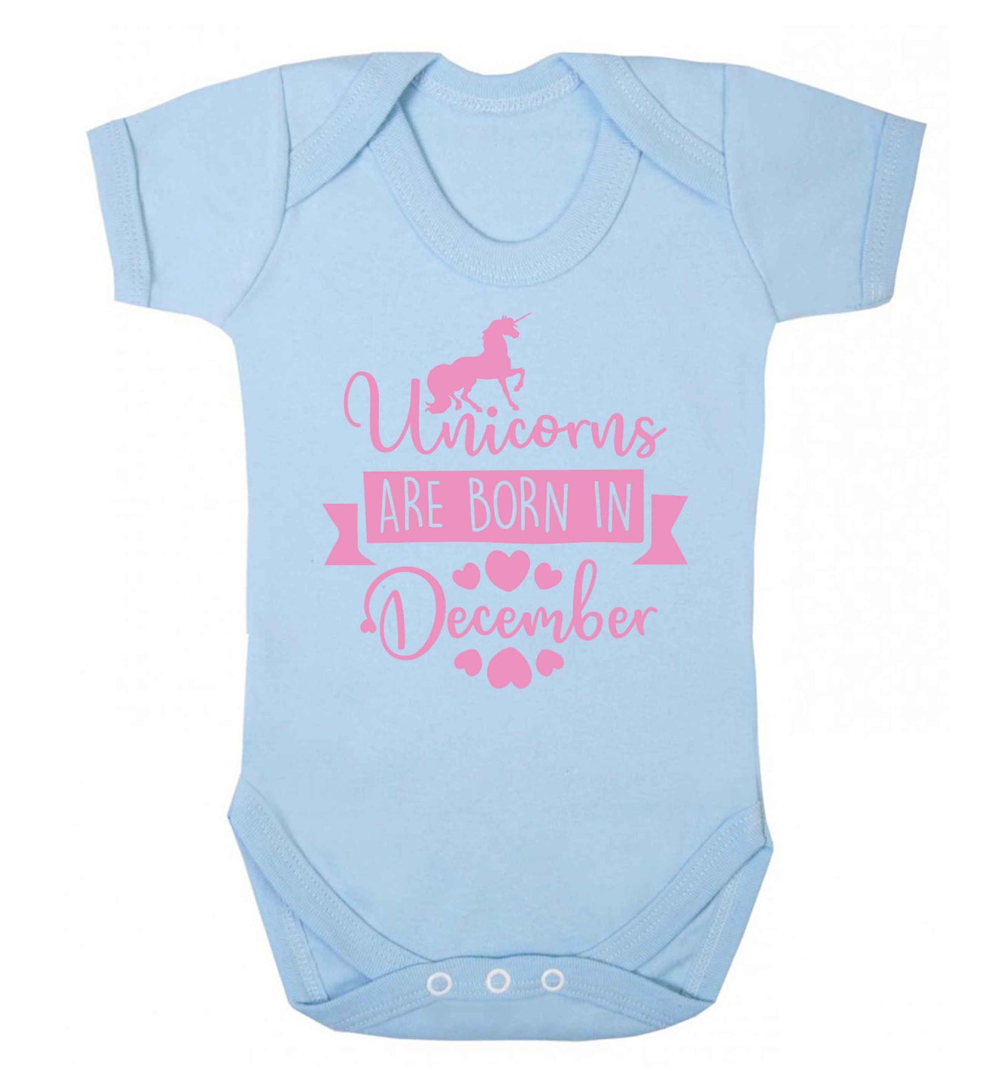 Unicorns are born in December Baby Vest pale blue 18-24 months