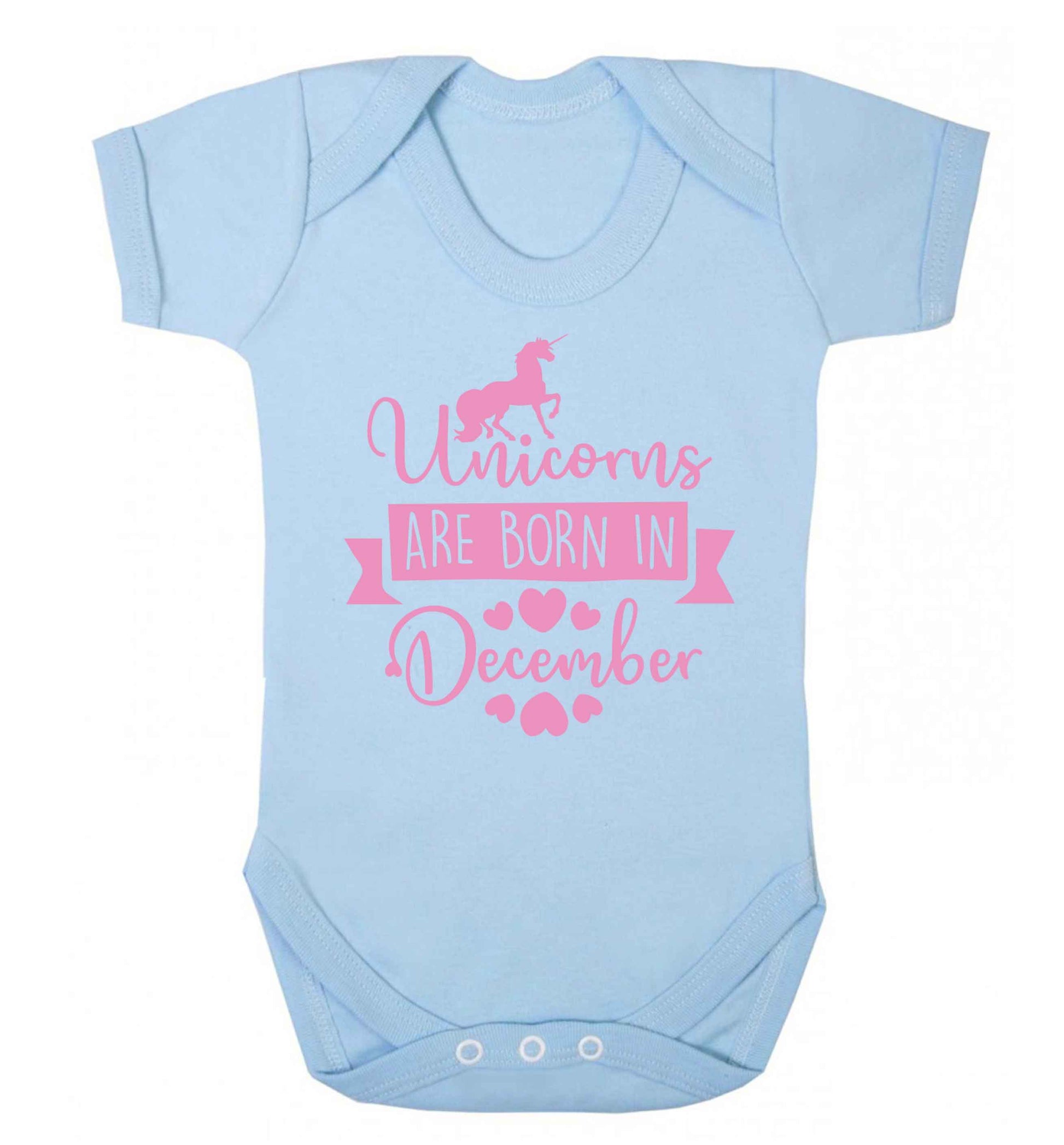 Unicorns are born in December Baby Vest pale blue 18-24 months