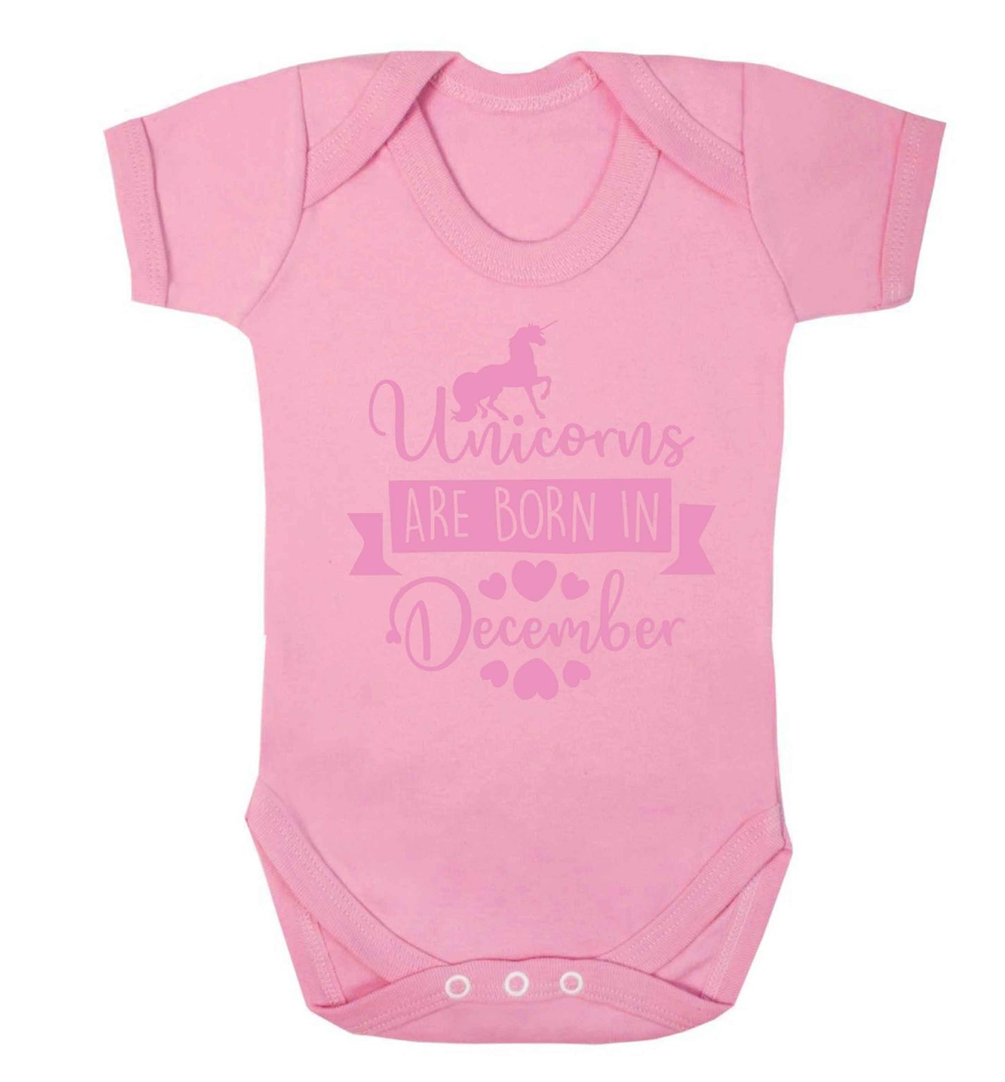 Unicorns are born in December Baby Vest pale pink 18-24 months