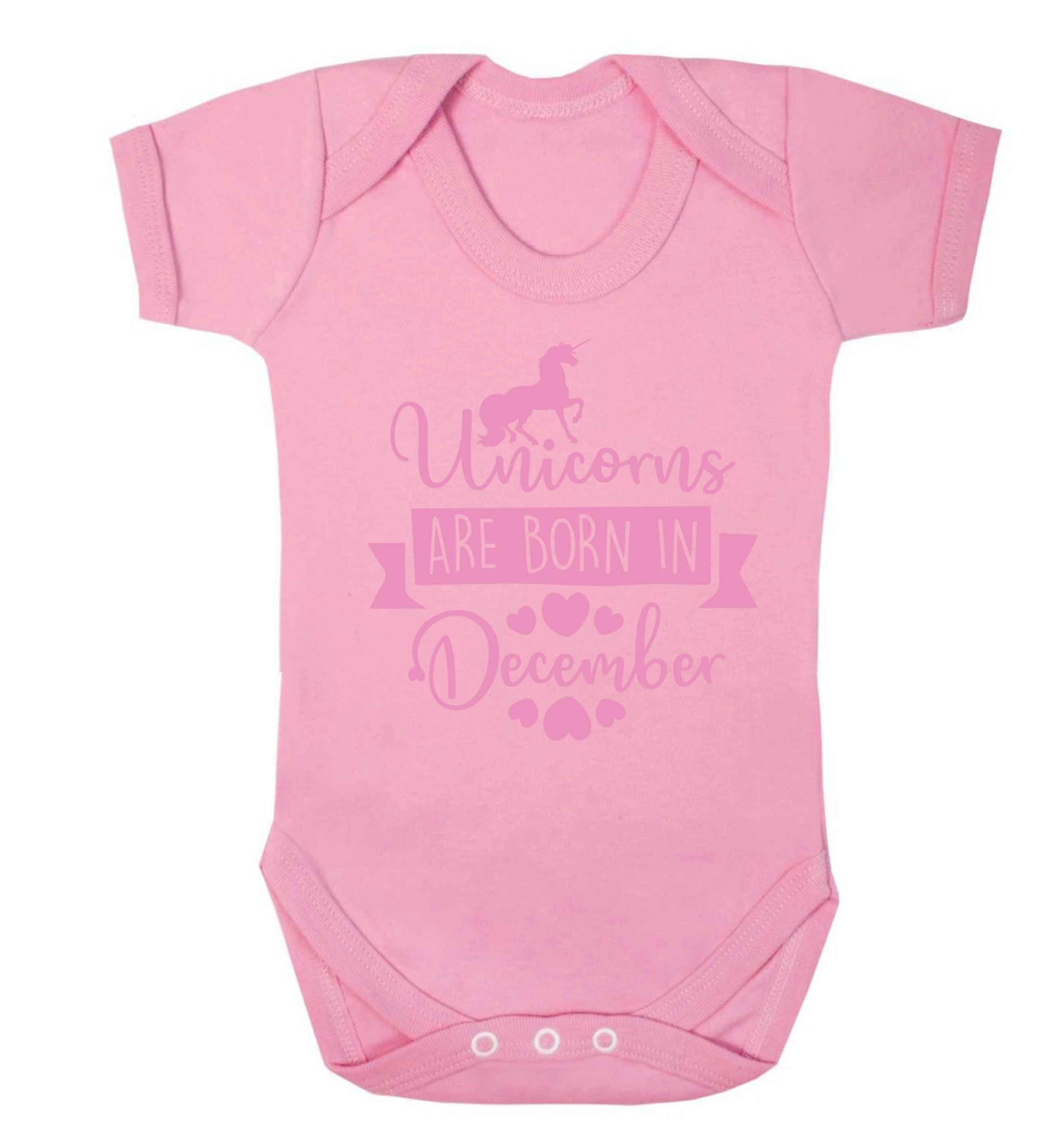 Unicorns are born in December Baby Vest pale pink 18-24 months
