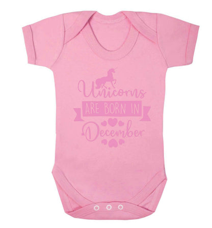 Unicorns are born in December Baby Vest pale pink 18-24 months