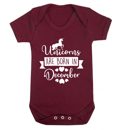 Unicorns are born in December Baby Vest maroon 18-24 months