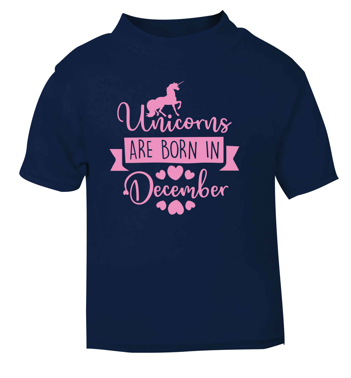 Unicorns are born in December navy Baby Toddler Tshirt 2 Years