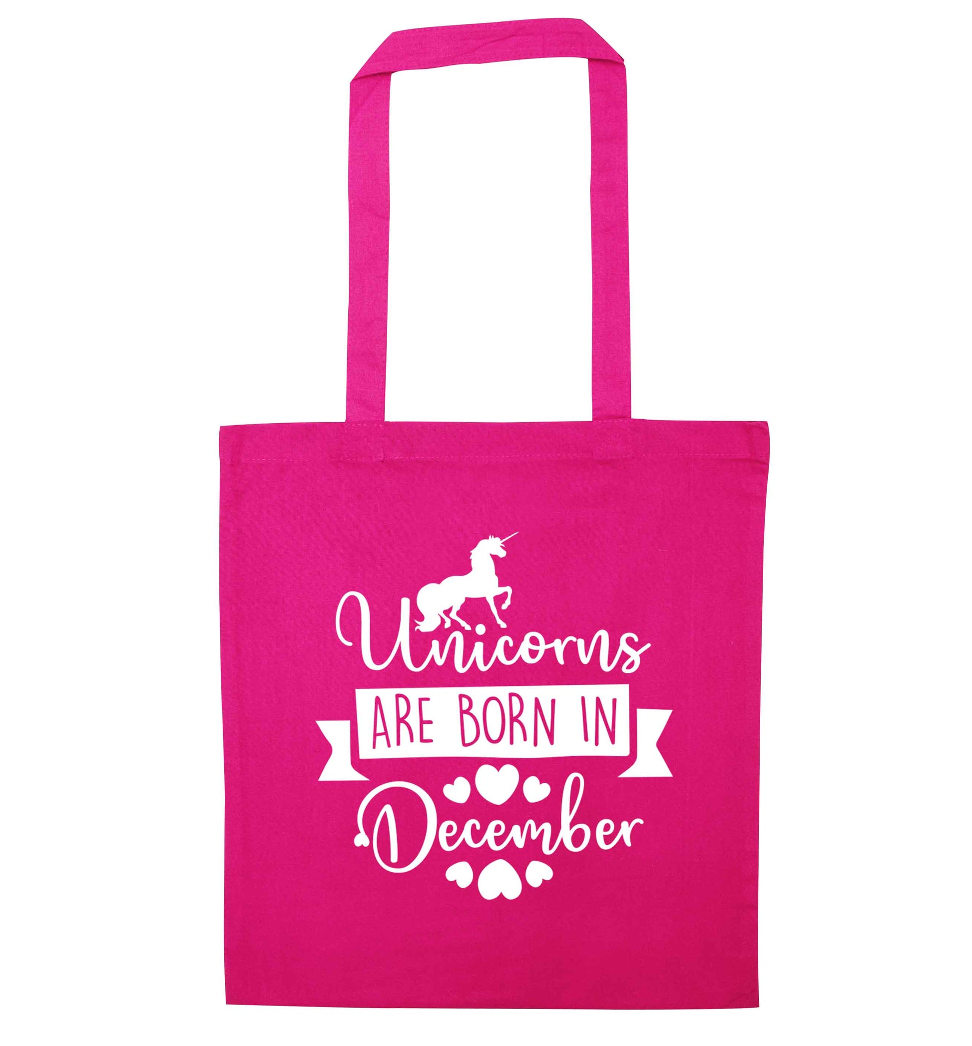 Unicorns are born in December pink tote bag