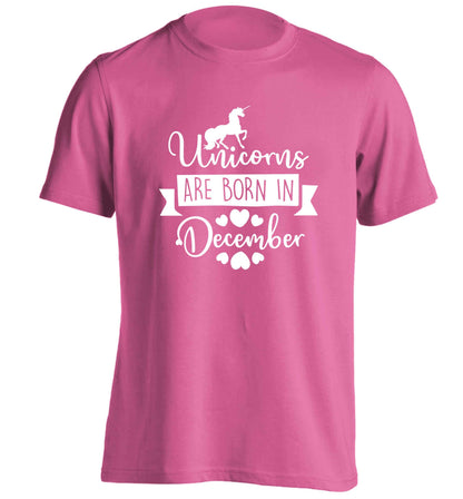 Unicorns are born in December adults unisex pink Tshirt 2XL